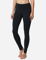 Baleaf Women's Mid-Rise Fleece Lined Basic Yoga & Workout Leggings abh018 Black Side