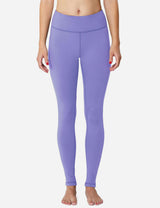 Baleaf Women's Mid-Rise Fleece Lined Basic Yoga & Workout Leggings abh018 Paisley-Purple Front
