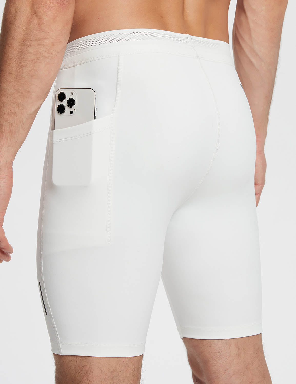 Baleaf Men's Lycra 2-in-1 Compresion Shorts (Website Exclusive) dbd060 Lucent White Details