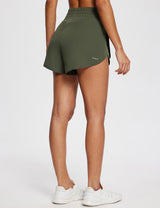 Baleaf Women's Flyleaf High Rise 3" Shorts ebd010 Rifle Green Back