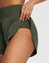 Baleaf Women's Flyleaf High Rise 3" Shorts ebd010 Rifle Green Details