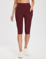 #Baleaf Women's High Rise Knee-length Pocketed Capris Chocolate Truffle Main