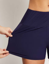 Baleaf Women's Quick Dry UPF50+ High Waisted Swim Shorts Peacoat Details