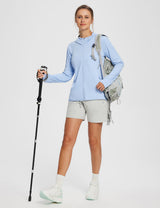 #Baleaf Women's UPF 50+ Lightweight Hoodie ega005 Kentucky Blue Full