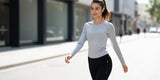 Woman walking in fleece pullover