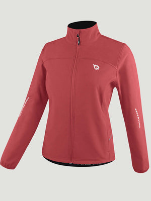 Red Winer Softshell Fleece Cycling Jacket with reflective sleeve accents #color_Red