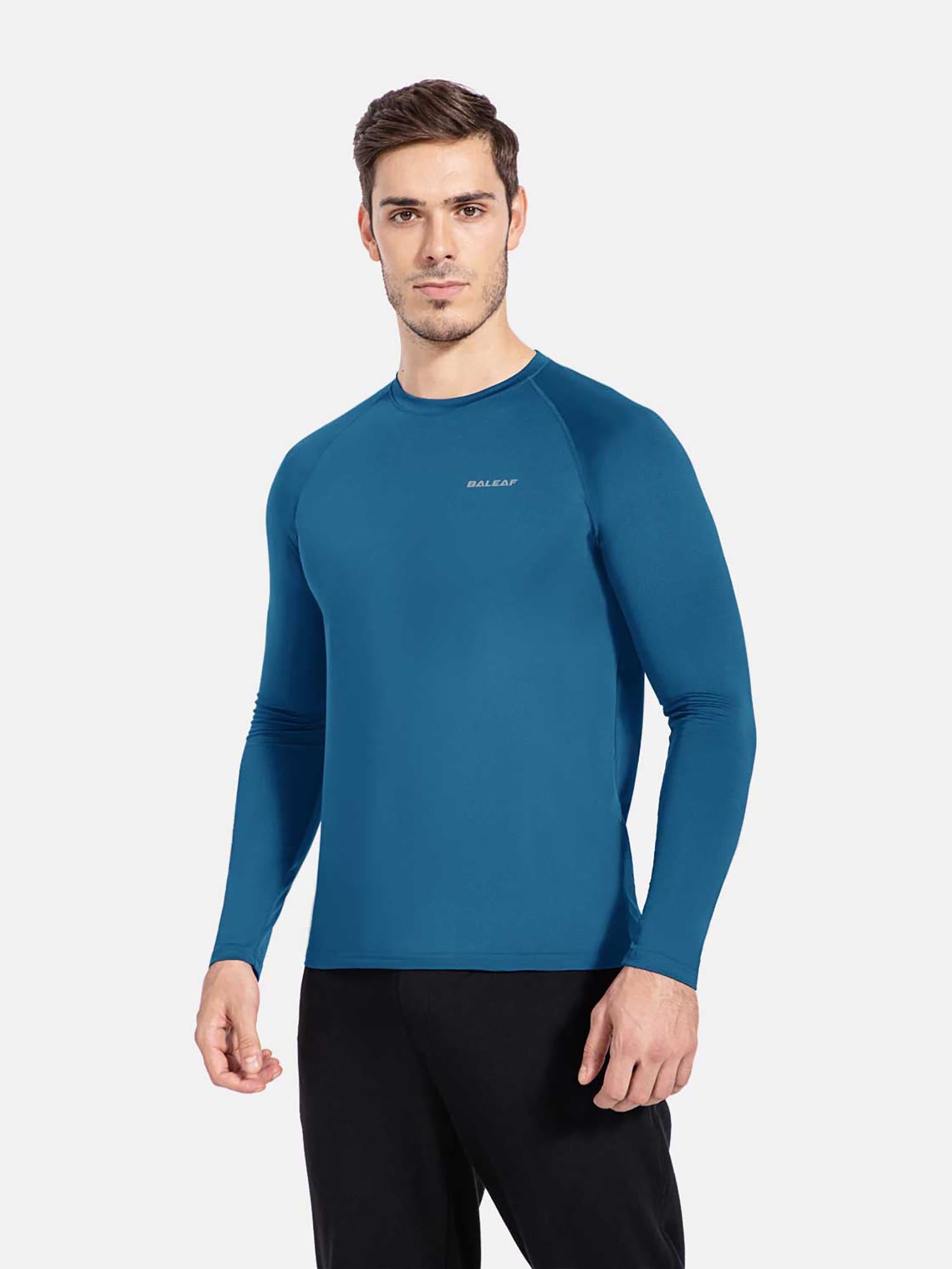 Men's blue slim-fit long sleeve shirt with BALEAF logo on chest #color_Royal Blue