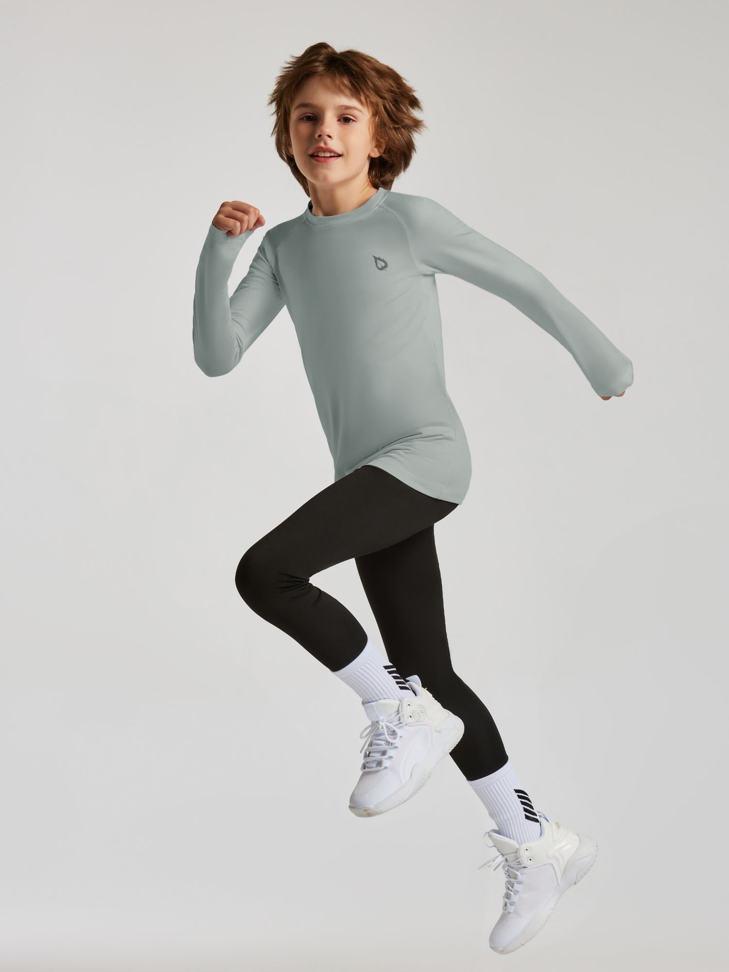 baleaf Boys Compression Shirt Long Sleeve Youth Undershirts Kids Football Baseball Baselayer Cold Gear Quick Dry