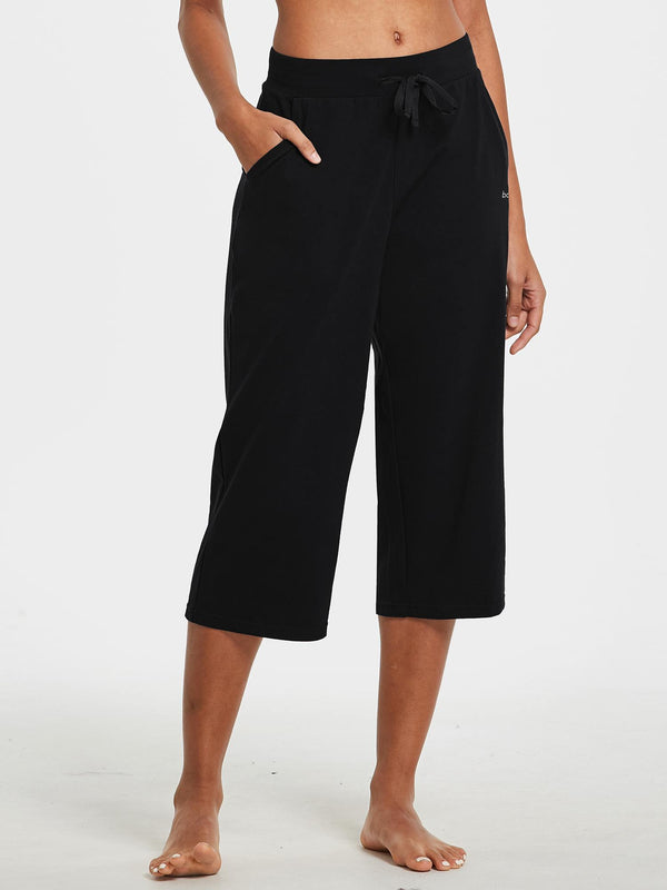 Women's Lightweight Wide-Leg Cotton Capri Pants