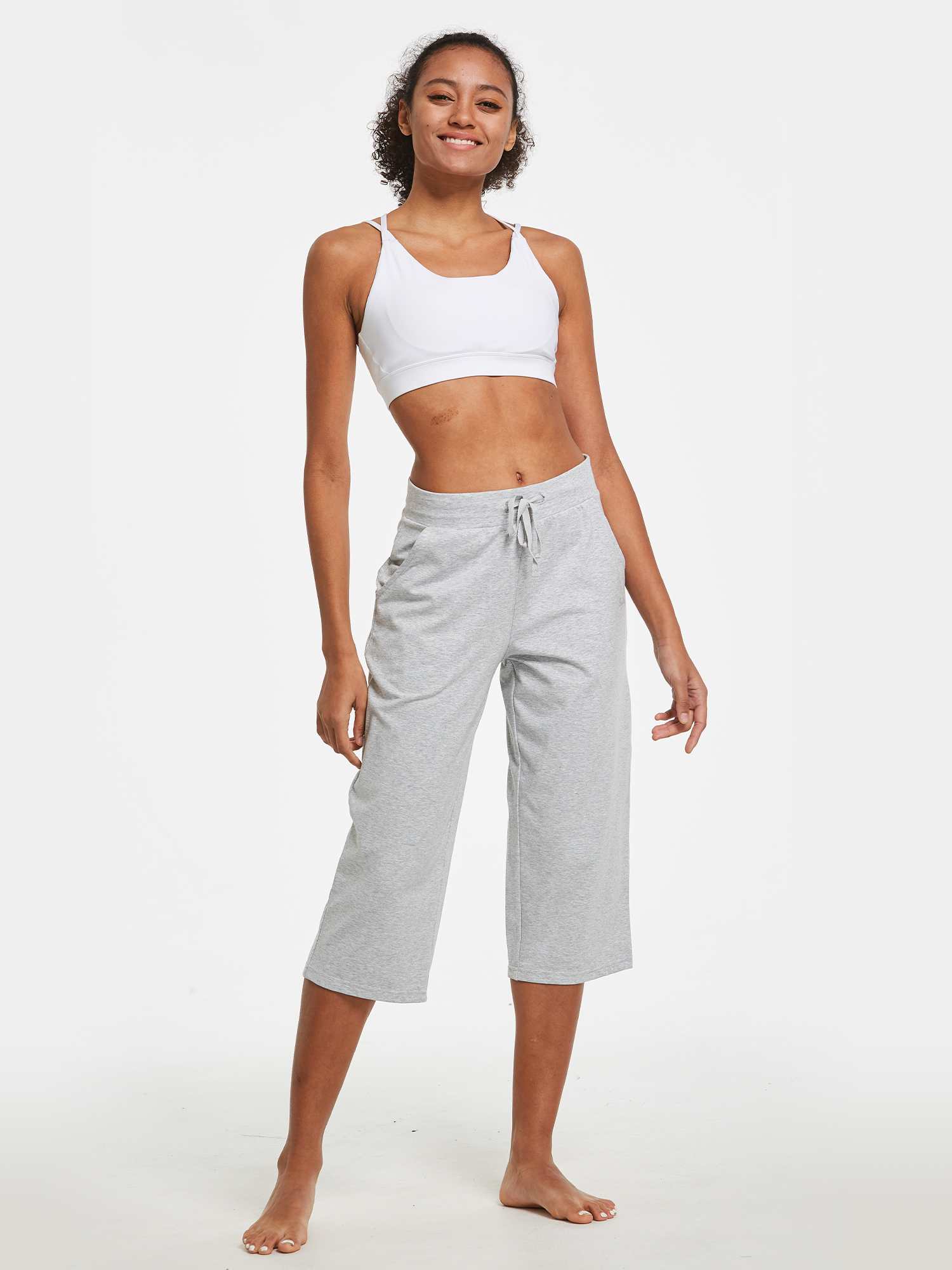 Women's Lightweight Wide-Leg Cotton Capri Pants – Baleaf Sports