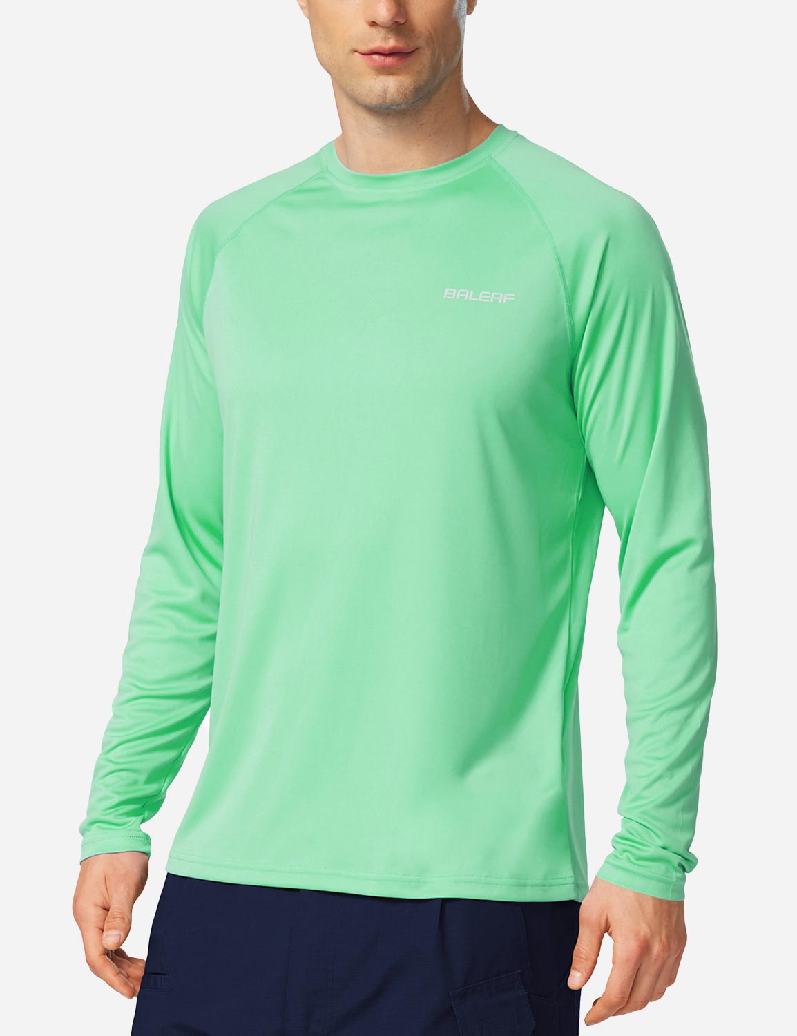 #Baleaf Men's UPF50+ Long Sleeved Loose Fit Casual T-Shirt Beach Glass Side