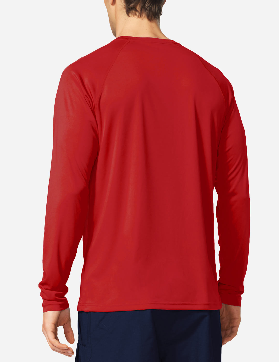 Baleaf Men's UPF50+ Long Sleeved Loose Fit Casual T-Shirt Tomato Back