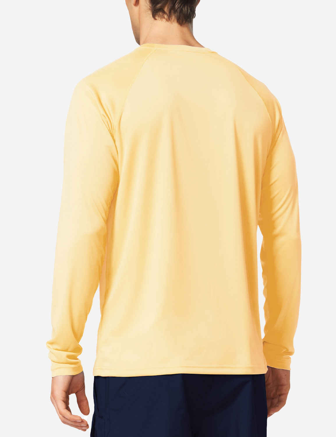 #Baleaf Men's UPF50+ Long Sleeved Loose Fit Casual T-Shirt Custard Back