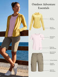 Move-Freely Comfort Set featuring UPF 50+ jacket, tee & shorts for outdoor adventure.
