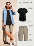 All-Day Active Set: Quick-dry UPF50+ shirt & multi-pocket shorts for travel/everyday.