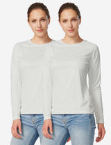 Baleaf Women's Soft Long Sleeve UPF50+ Crew Neck Sun Shirt Lucent White Main (2 pack)
