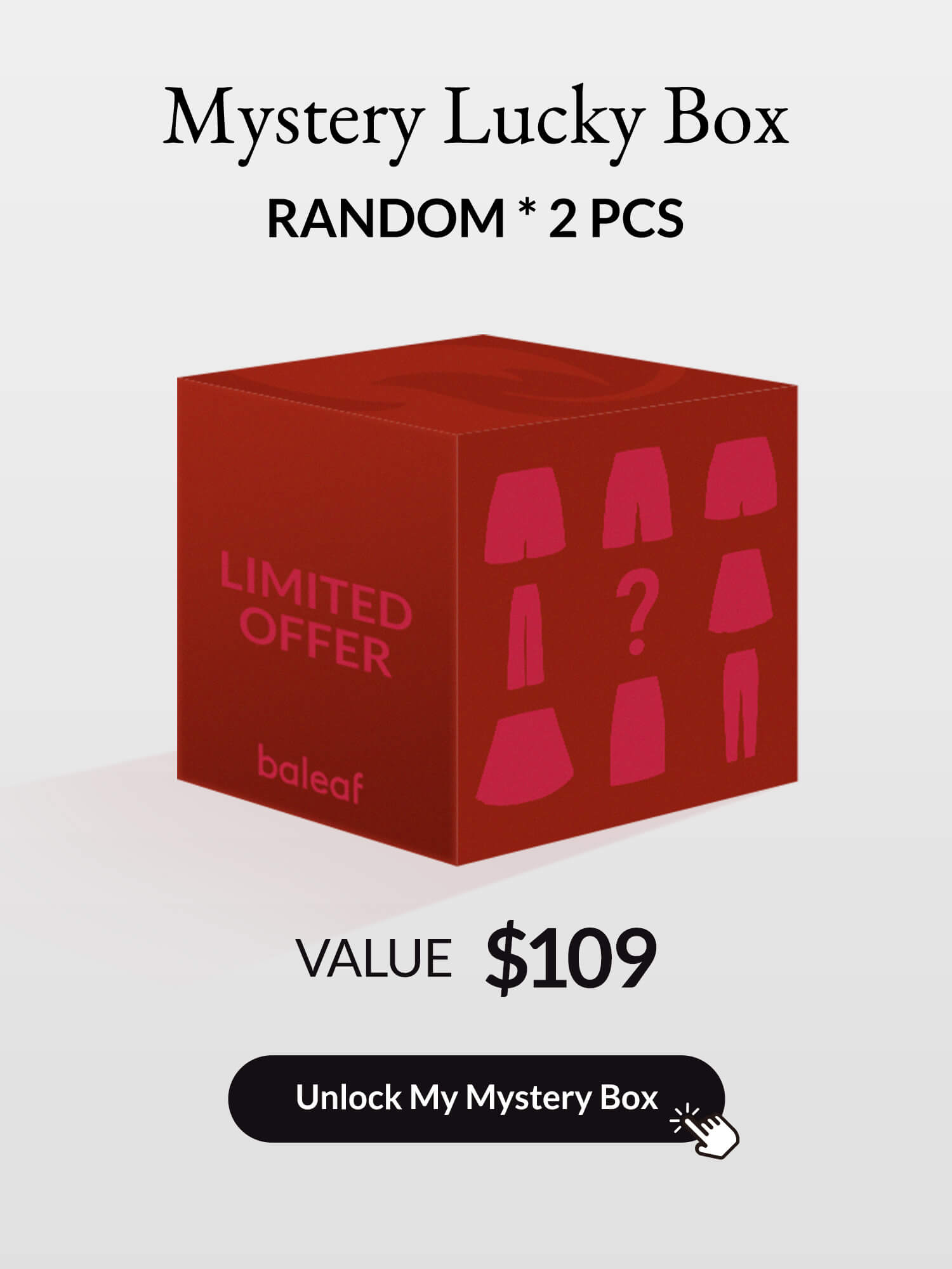 Baleaf mystery lucky box featuring 2 random apparel items, limited offer with original value $109.