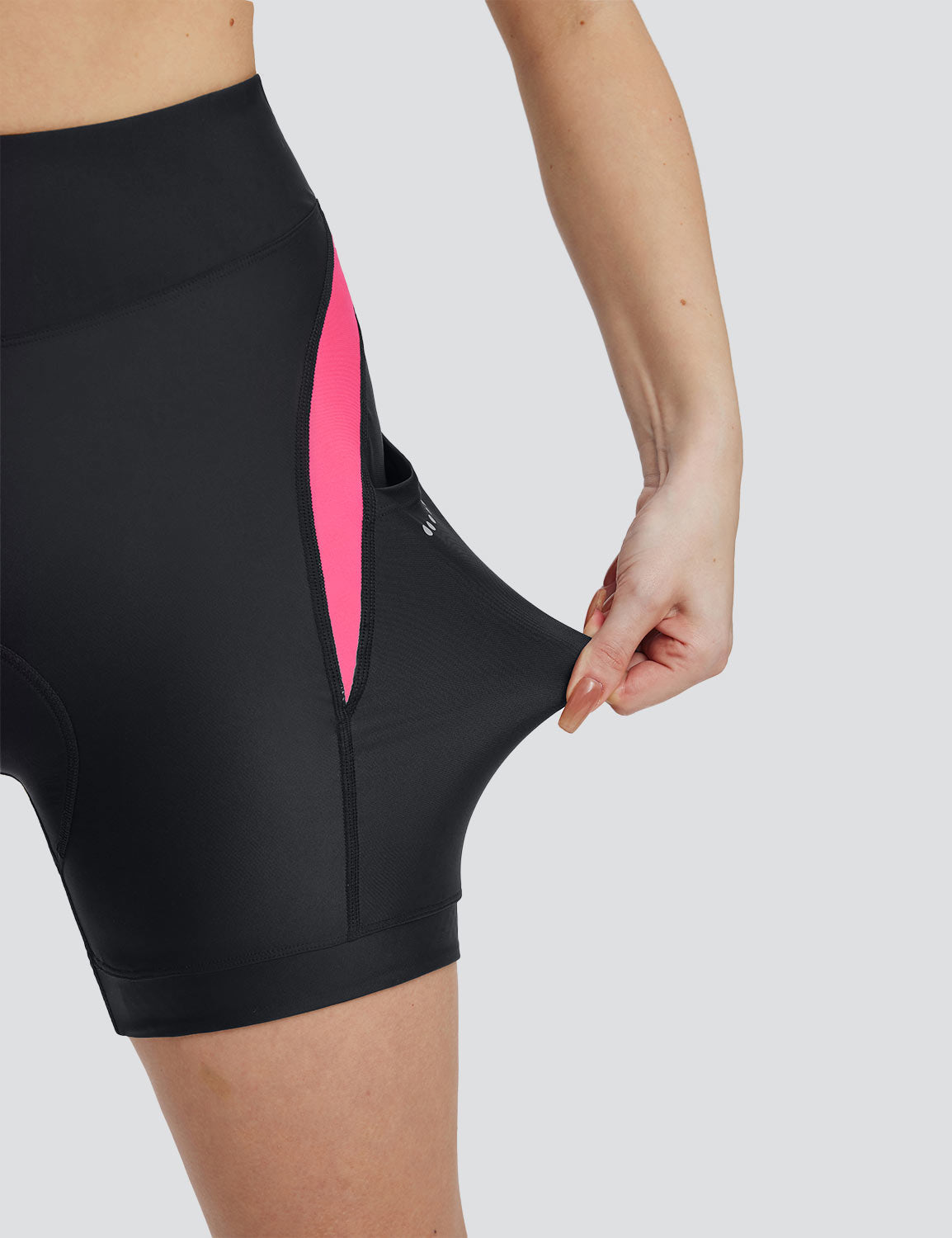 Baleaf Women's High Rise 4D Padded Bike Shorts Hot Pink Details