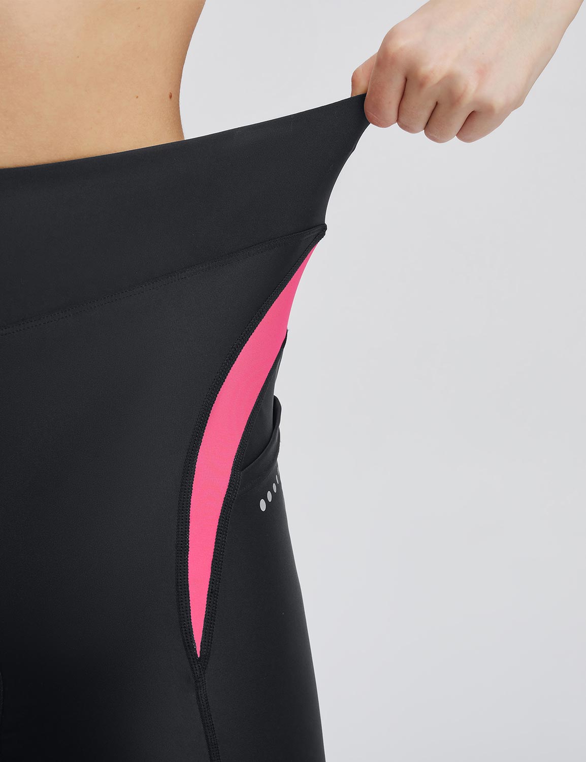 Baleaf Women's High Rise 4D Padded Bike Shorts Hot Pink Details