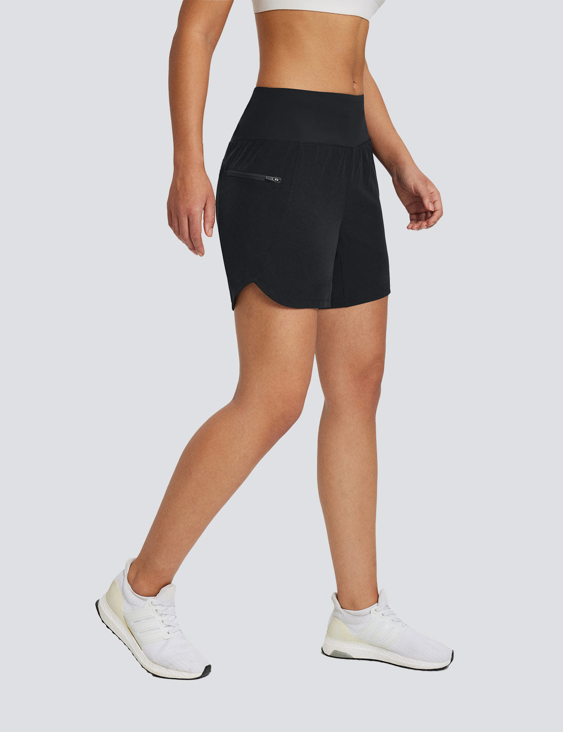 Baleaf Women's Lightweight 2 In 1 Padded Trail Shorts Anthracite Side