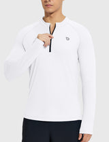 Baleaf Men's Crewneck UPF 50+ Half-Zip Long Sleeve Lucent White Details