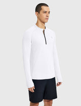 Baleaf Men's Crewneck UPF 50+ Half-Zip Long Sleeve Lucent White Side