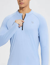 Baleaf Men's Crewneck UPF 50+ Half-Zip Long Sleeve Kentucky Blue Details