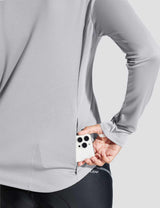 Baleaf Women's UPF50+ Crew Neck Cycling Long Sleeve Shirts High-Rise with Back Pocket