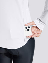 Baleaf Women's UPF50+ Crew Neck Cycling Long Sleeve Shirts Lucent White with Back Pocket