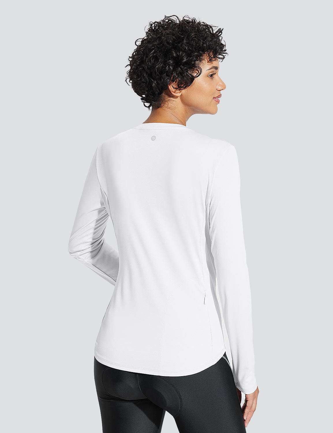 Baleaf Women's UPF50+ Crew Neck Cycling Long Sleeve Shirts Lucent White Back
