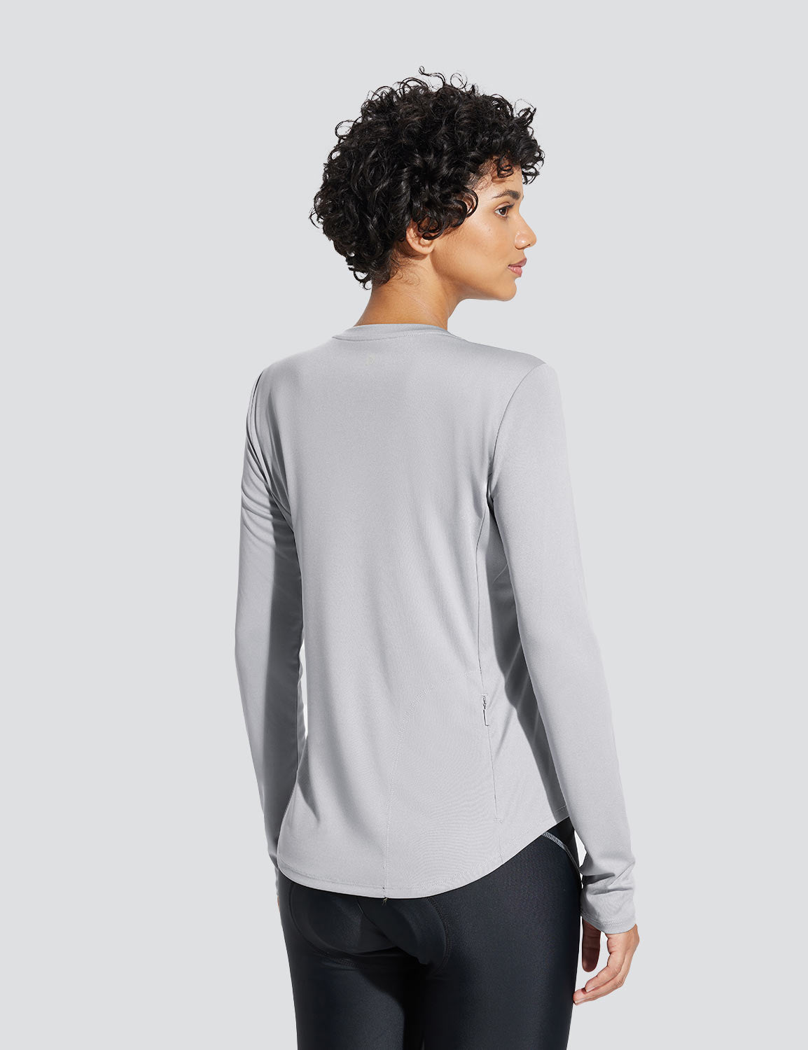Baleaf Women's UPF50+ Crew Neck Cycling Long Sleeve Shirts High-Rise Back
