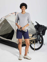 Baleaf Women's UPF50+ Crew Neck Cycling Long Sleeve Shirts High-Rise Full