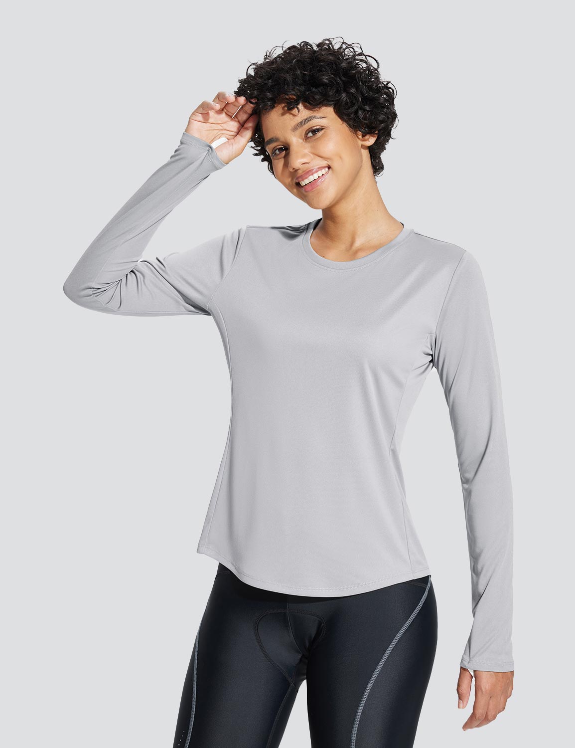 Baleaf Women's UPF50+ Crew Neck Cycling Long Sleeve Shirts High-Rise Main