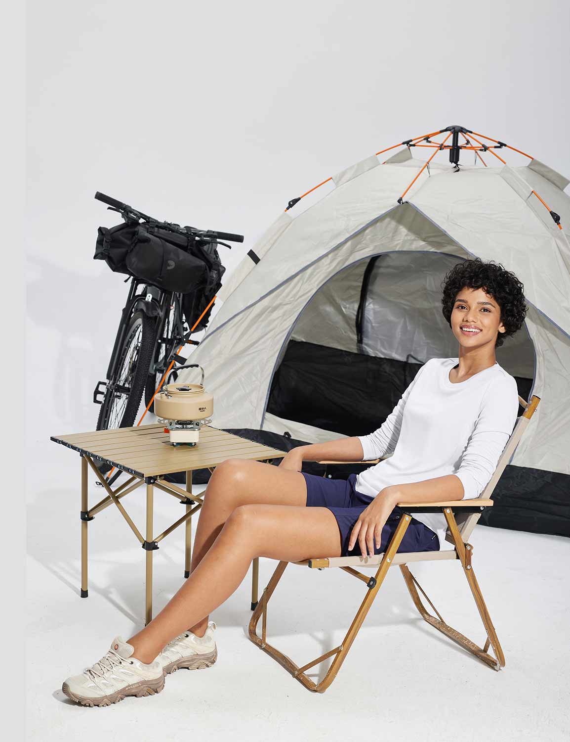 Baleaf Women's UPF50+ Crew Neck Cycling Long Sleeve Shirts Lucent White Full