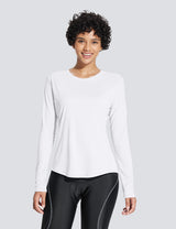 Baleaf Women's UPF50+ Crew Neck Cycling Long Sleeve Shirts Lucent White Main