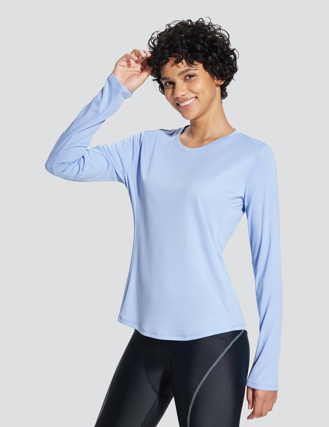 Baleaf Women's UPF50+ Crew Neck Cycling Long Sleeve Shirts Kentucky Blue Side