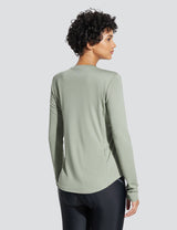 Baleaf Women's UPF50+ Crew Neck Cycling Long Sleeve Shirts Chinchilla Back