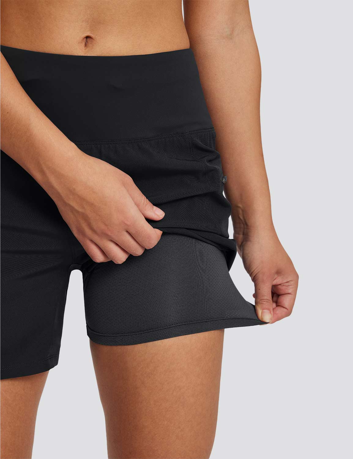 Baleaf Women's Lightweight 2 In 1 Padded Trail Shorts Anthracite with Built-in Liner