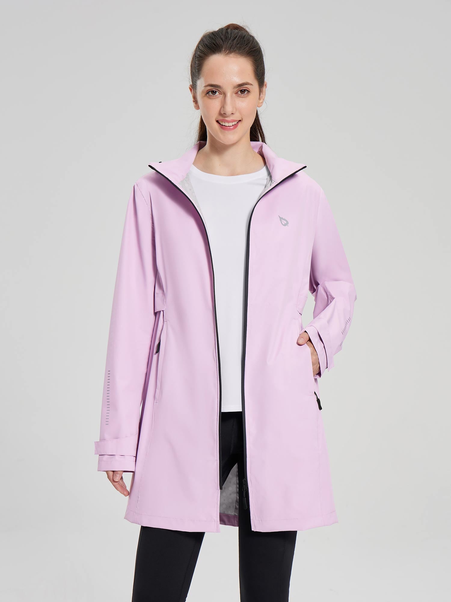 Baleaf Women's Mid-Length Hooded Waterproof Jacket