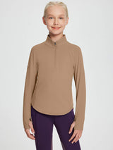 baleaf Girls Long Sleeve Shirts Fleece Jacket Fall Half Zip Pullover Kids Sweatshirts Athletic Thermal Coat