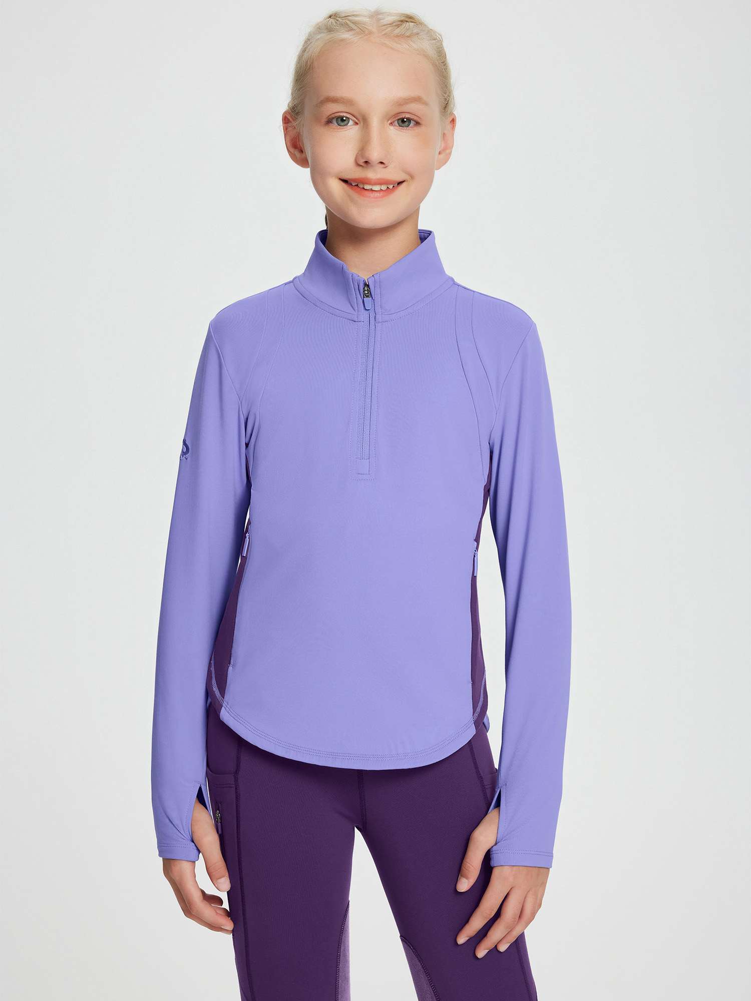 baleaf Girls Long Sleeve Shirts Fleece Jacket Fall Half Zip Pullover Kids Sweatshirts Athletic Thermal Coat