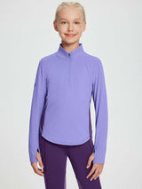 baleaf Girls Long Sleeve Shirts Fleece Jacket Fall Half Zip Pullover Kids Sweatshirts Athletic Thermal Coat