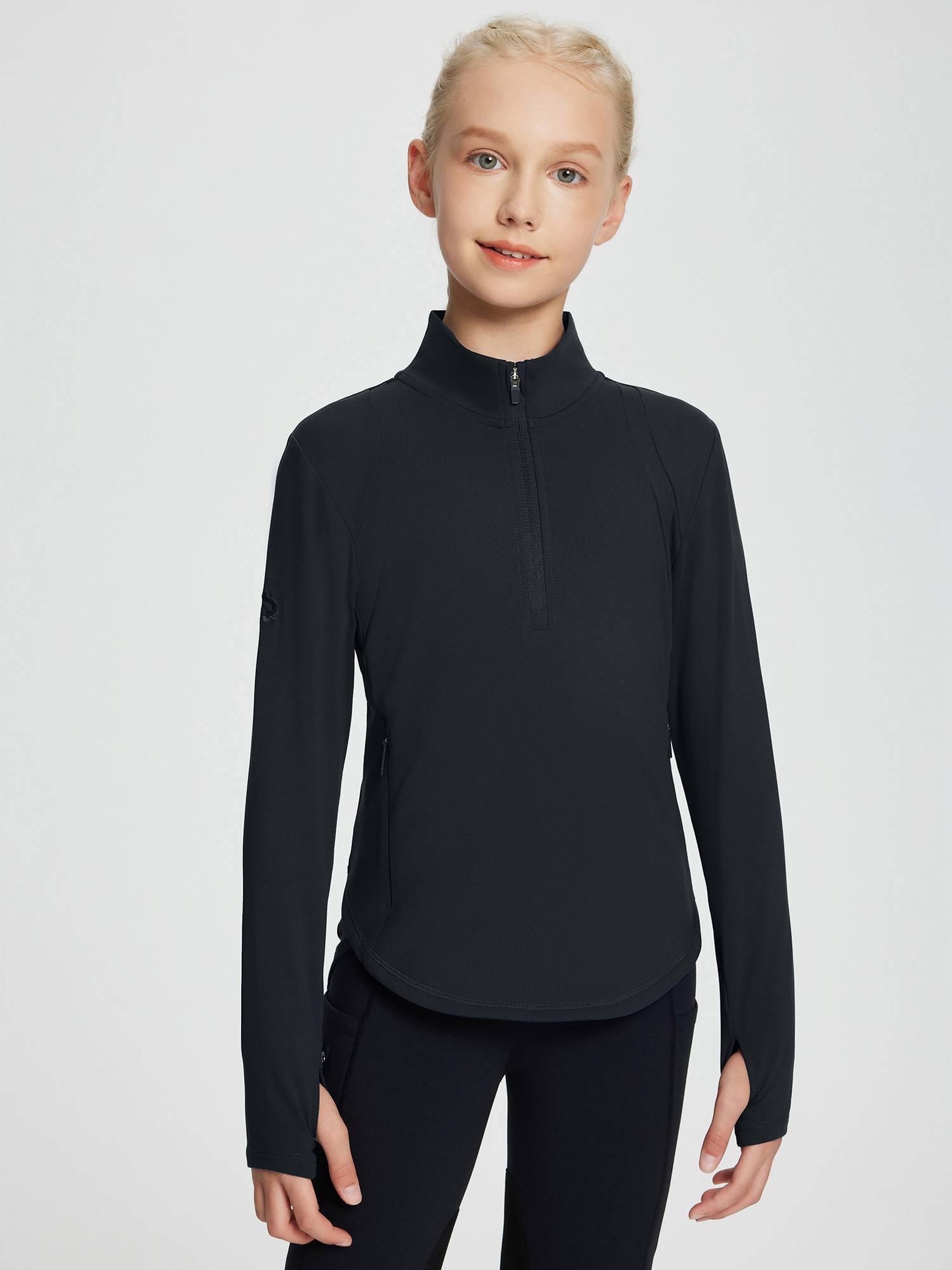 baleaf Girls Long Sleeve Shirts Fleece Jacket Fall Half Zip Pullover Kids Sweatshirts Athletic Thermal Coat