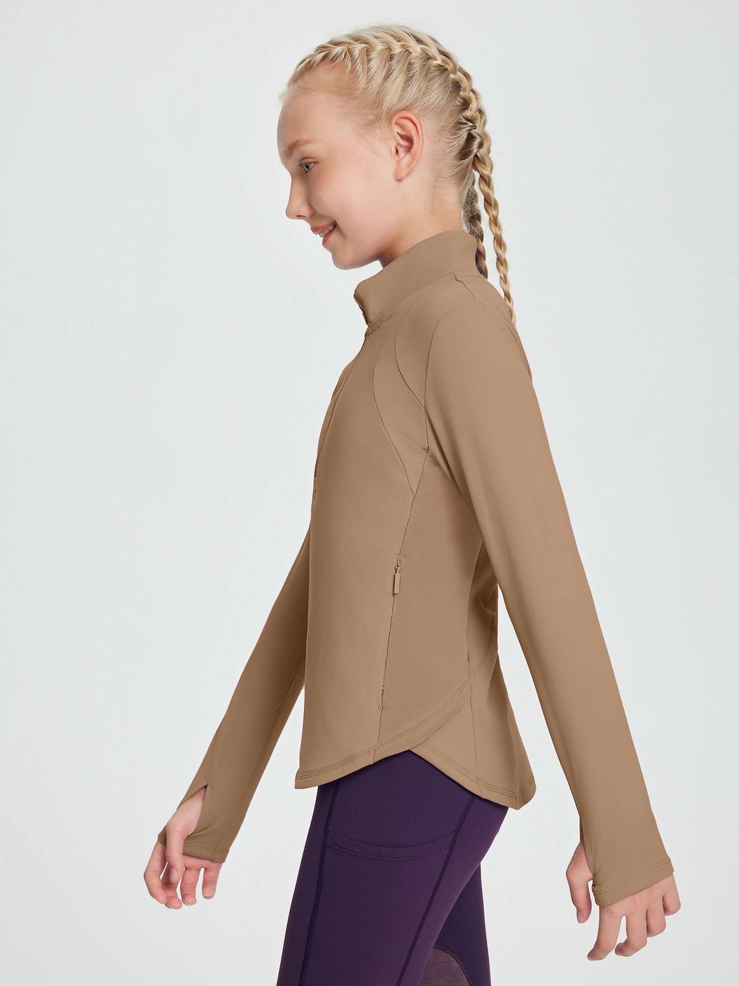 baleaf Girls Long Sleeve Shirts Fleece Jacket Fall Half Zip Pullover Kids Sweatshirts Athletic Thermal Coat