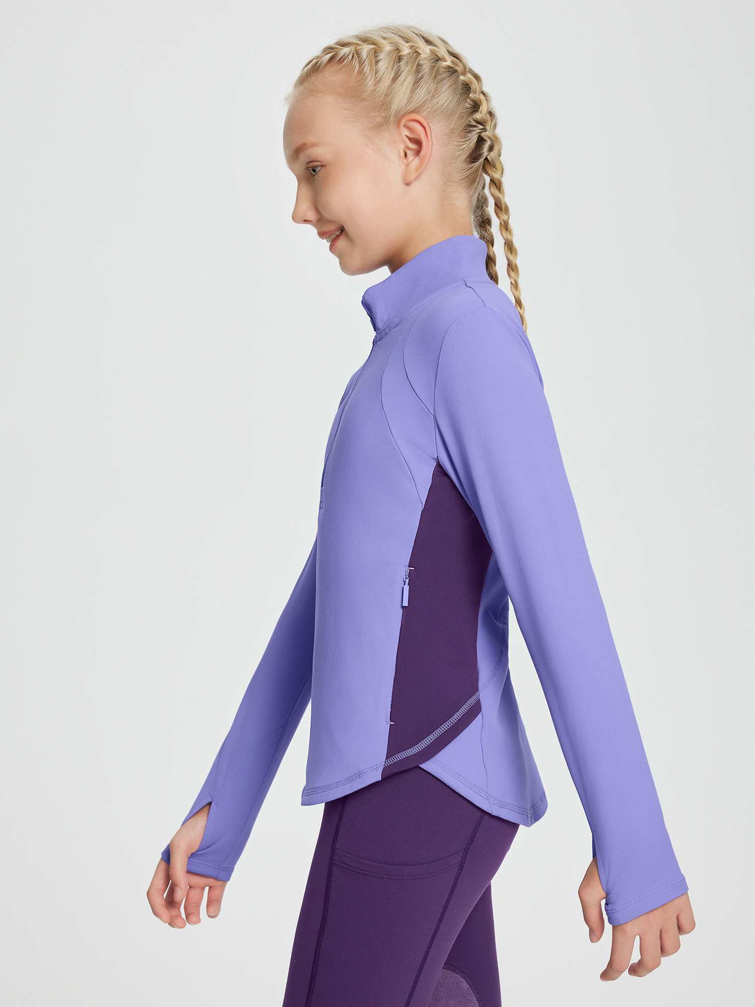 baleaf Girls Long Sleeve Shirts Fleece Jacket Fall Half Zip Pullover Kids Sweatshirts Athletic Thermal Coat