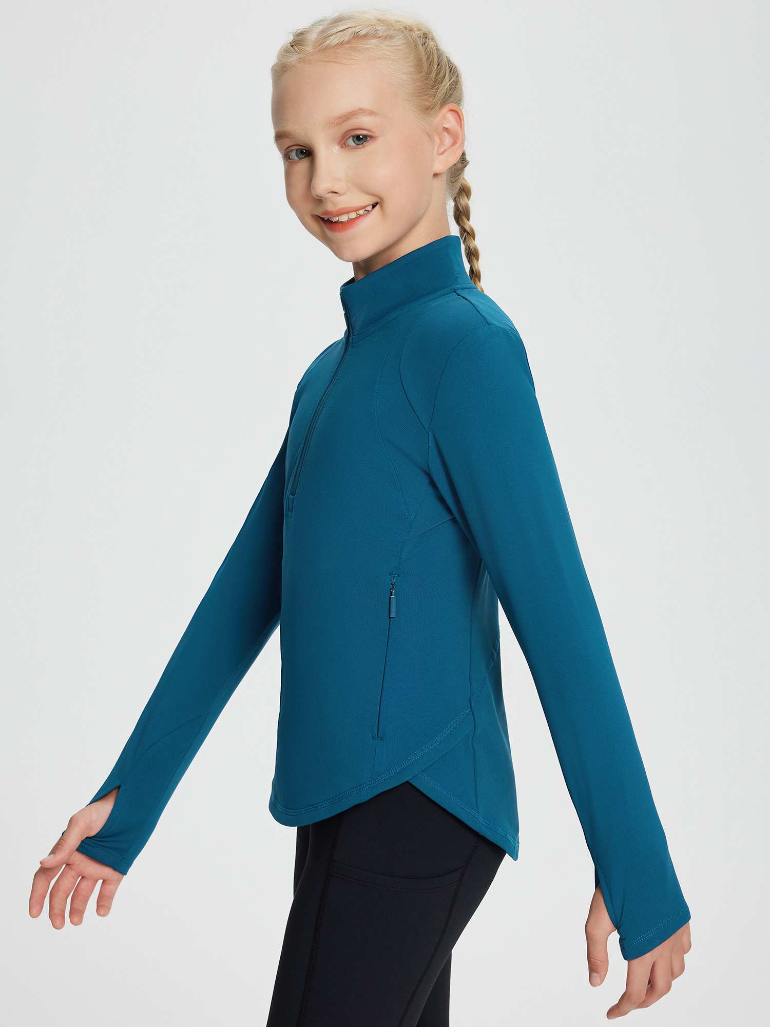 baleaf Girls Long Sleeve Shirts Fleece Jacket Fall Half Zip Pullover Kids Sweatshirts Athletic Thermal Coat