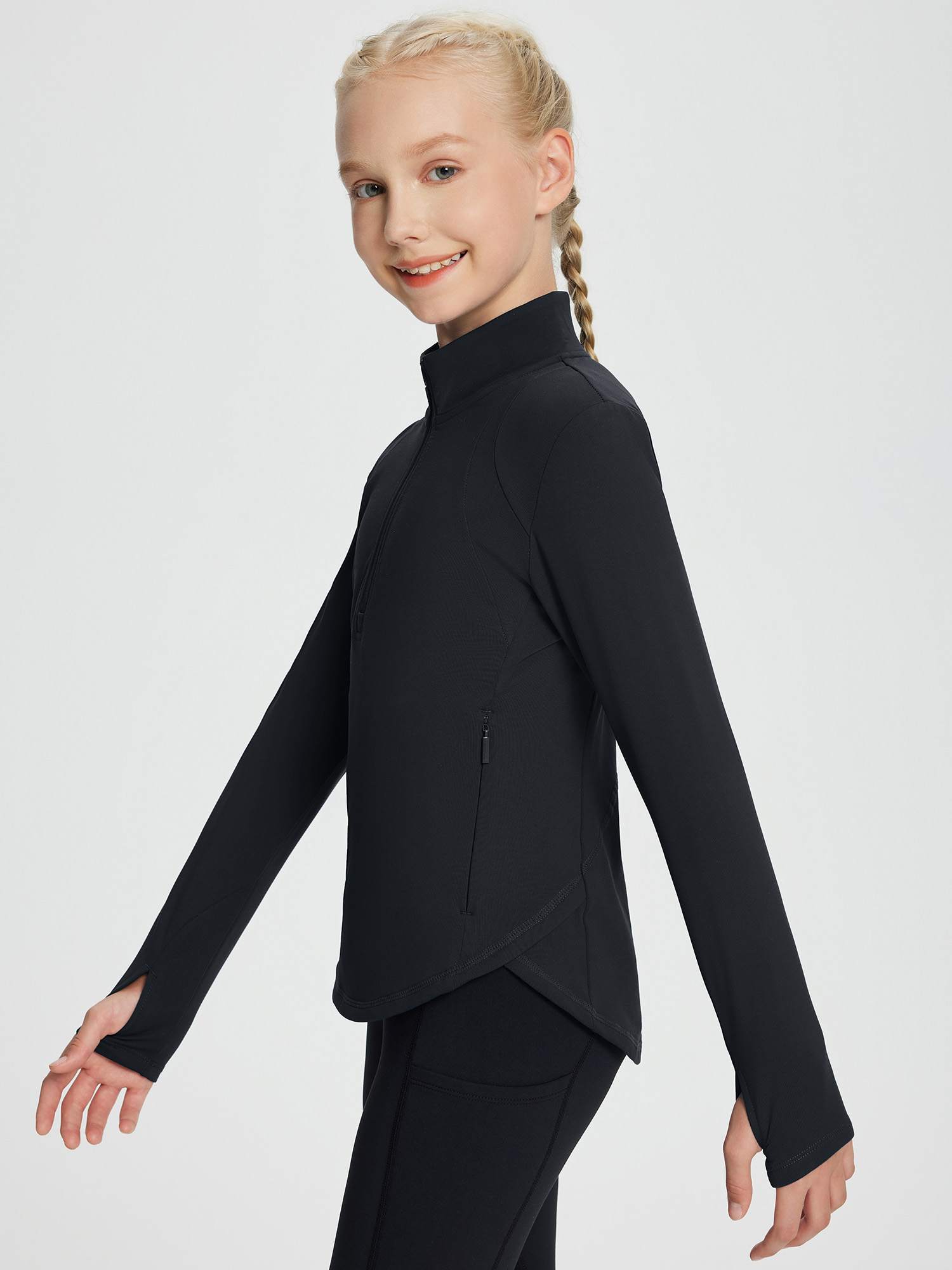 baleaf Girls Long Sleeve Shirts Fleece Jacket Fall Half Zip Pullover Kids Sweatshirts Athletic Thermal Coat