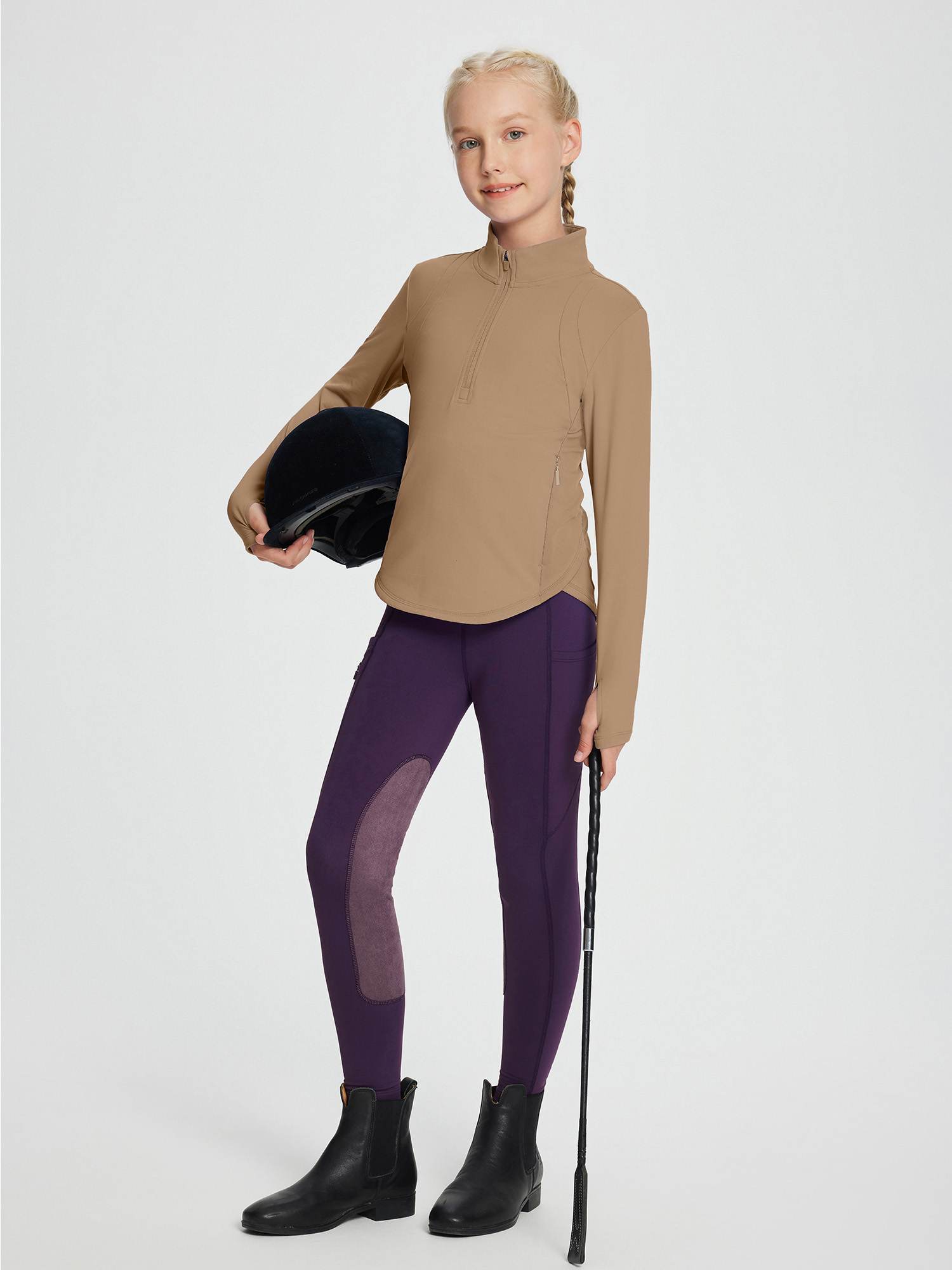 baleaf Girls Long Sleeve Shirts Fleece Jacket Fall Half Zip Pullover Kids Sweatshirts Athletic Thermal Coat