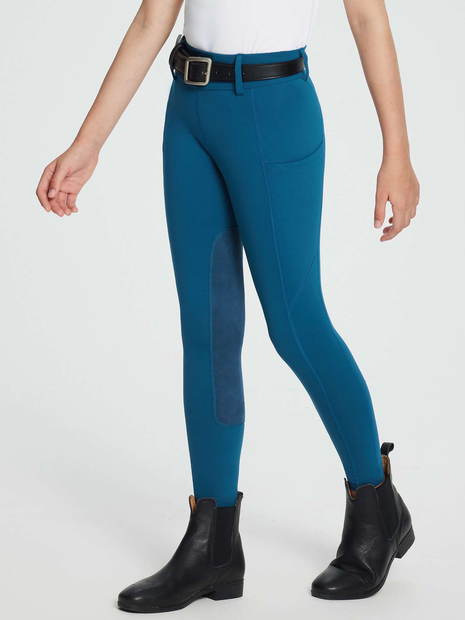 baleaf Girls Riding Pants Kids Equestrian Breeches Knee-Patch Zip Pocket Horseback Tights
