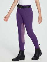 baleaf Girls Riding Pants Kids Equestrian Breeches Knee-Patch Zip Pocket Horseback Tights